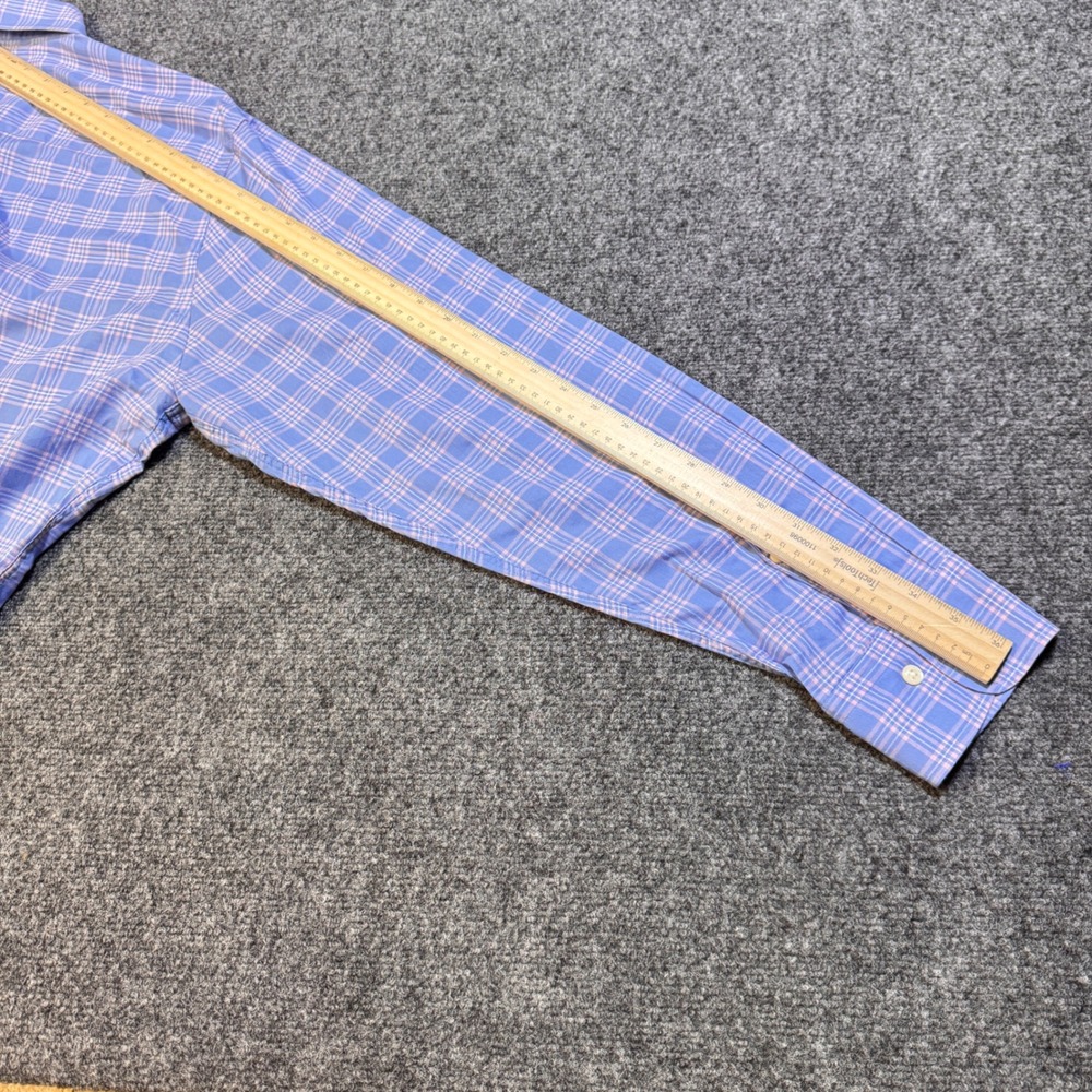 Peter Millar Clayton Shirt Mens XL Blue Pink Plaid Cotton Summer Preppy Coastal - Picture 7 of 8